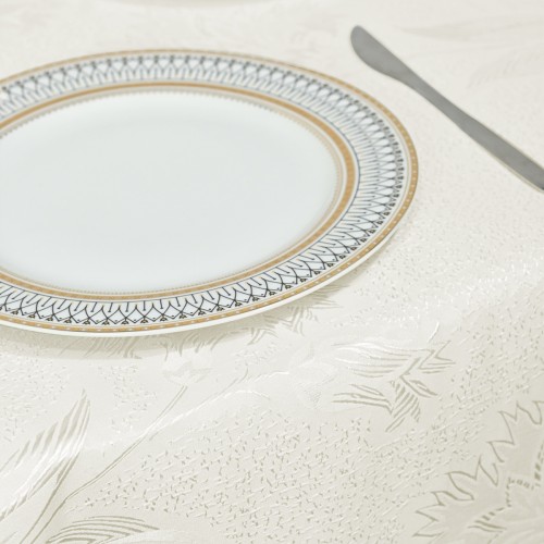 60" x 84" Rectangle Jacquard Tablecloth Anchovy patterns TableCloth Beige