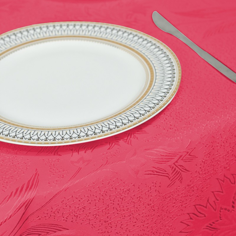 60" x 84" Rectangle Jacquard Tablecloth Anchovy patterns TableCloth Burgundy 