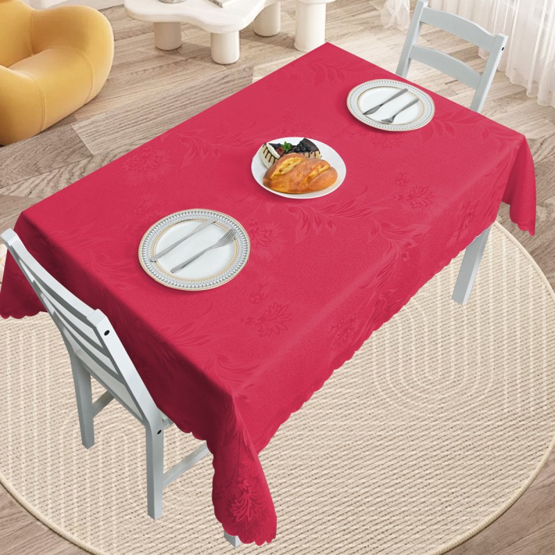 60" x 84" Rectangle Jacquard Tablecloth Anchovy patterns TableCloth Burgundy 