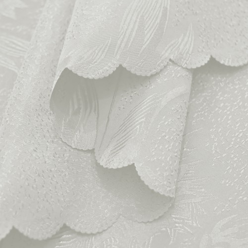 70" x 52"  Oval Jacquard Tablecloth Anchovy Patterns  Table Cloth Ivory 
