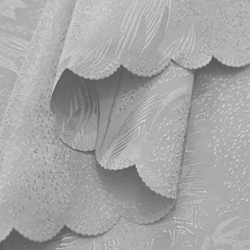 70" x 52"  Oval Jacquard Tablecloth Anchovy Patterns Table Cloth Silver  
