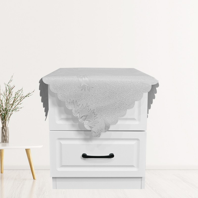Square Jacquard Tablecloth Anchovy Patterns Table Cloth Silver  