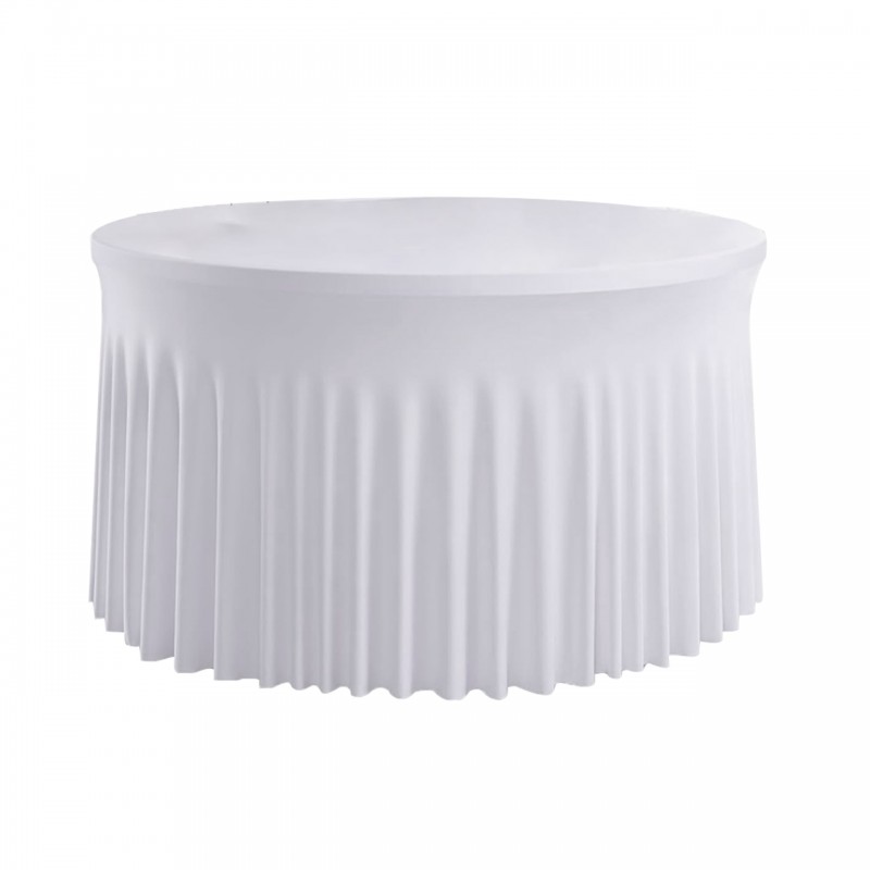 Stretch Spandex 6 ft Round Wavy Draping Table Cover White 