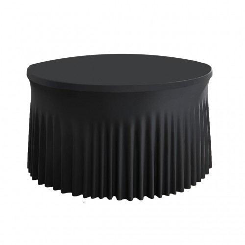 Stretch Spandex 6 ft Round Wavy Draping Table Cover Black