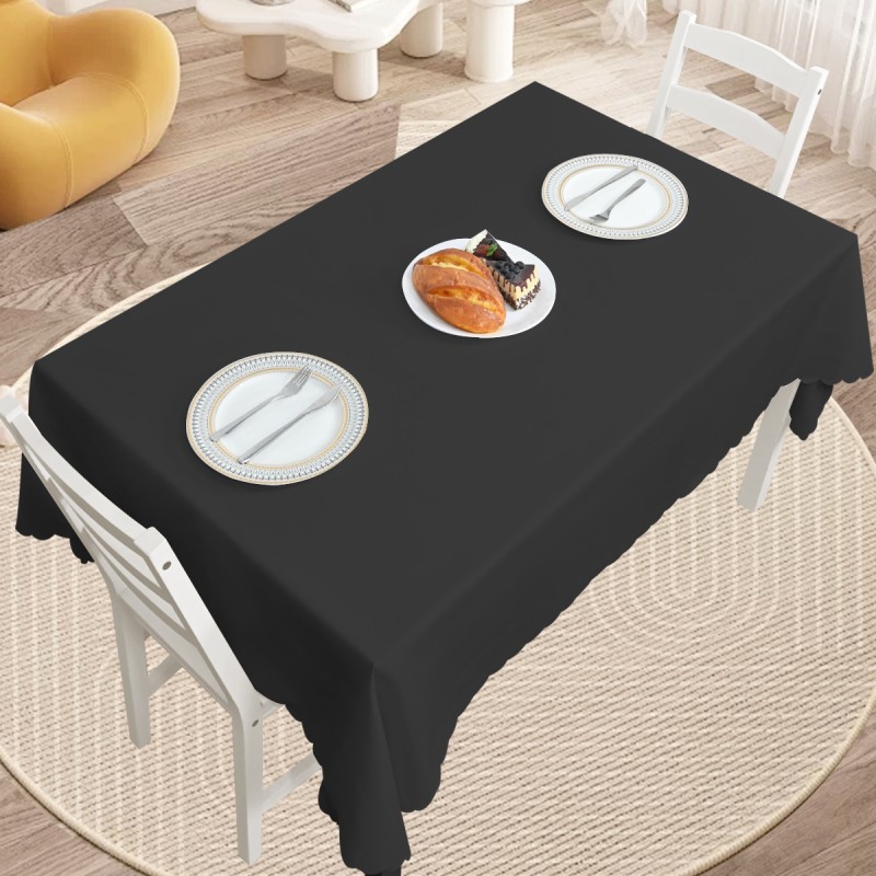 60" x 84" Rectangle  Jacquard Tablecloth Plain patterns TableCloth Black 