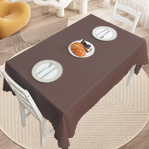60" x 84" Rectangle Jacquard Tablecloth Plain patterns TableCloth Chocolate