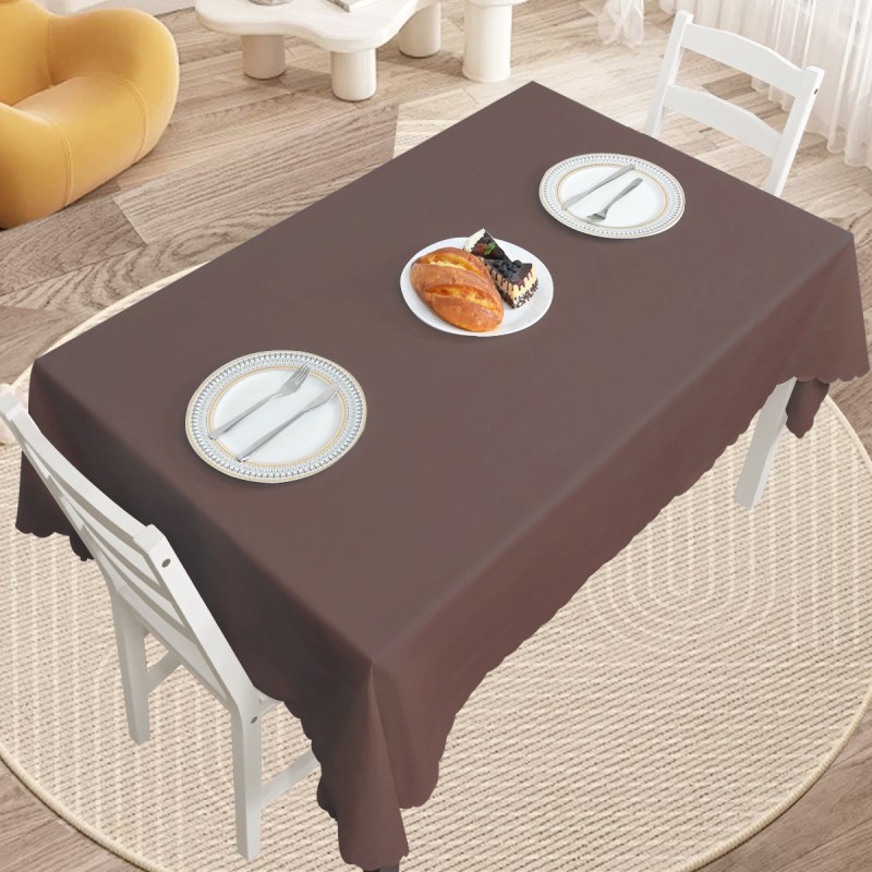 60" x 84" Rectangle Jacquard Tablecloth Plain patterns TableCloth Chocolate 
