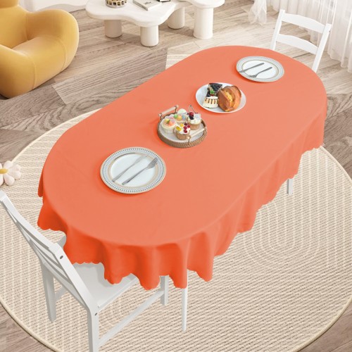 70" x 52"  Oval Jacquard Tablecloth Plain patterns Table Cloth Orange