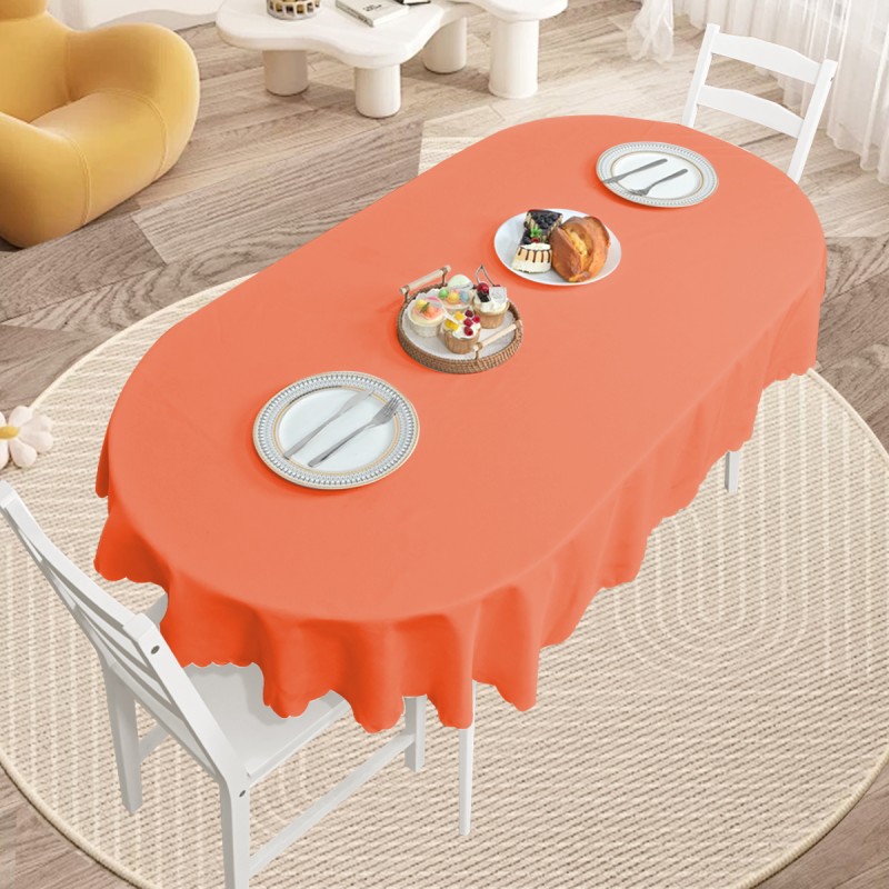 70" x 52"  Oval Jacquard Tablecloth Plain patterns Table Cloth Orange 