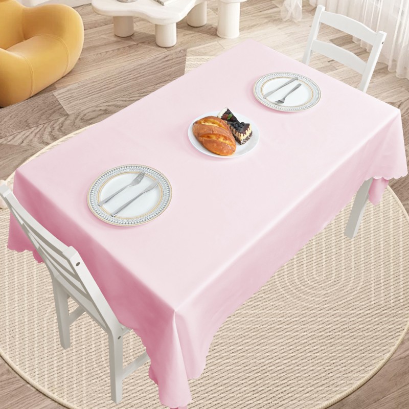 60" x 84" Rectangle Jacquard Tablecloth Plain patterns TableCloth Pink 