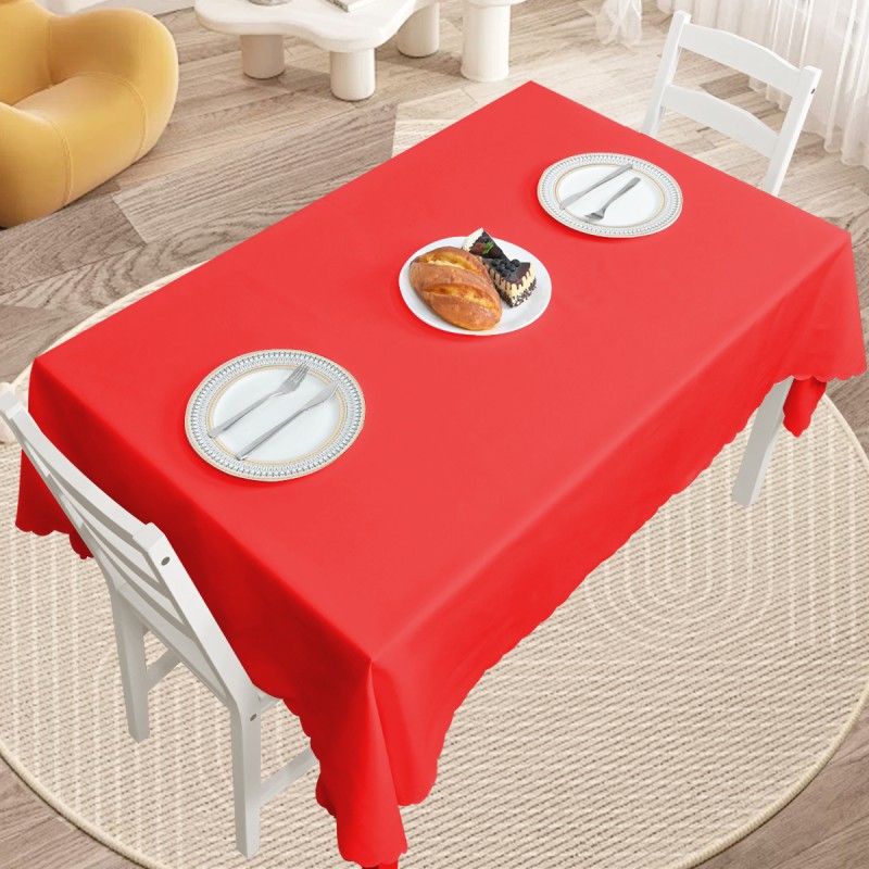 60" x 84" Rectangle  Jacquard Tablecloth Plain patterns Table Cloth Red 