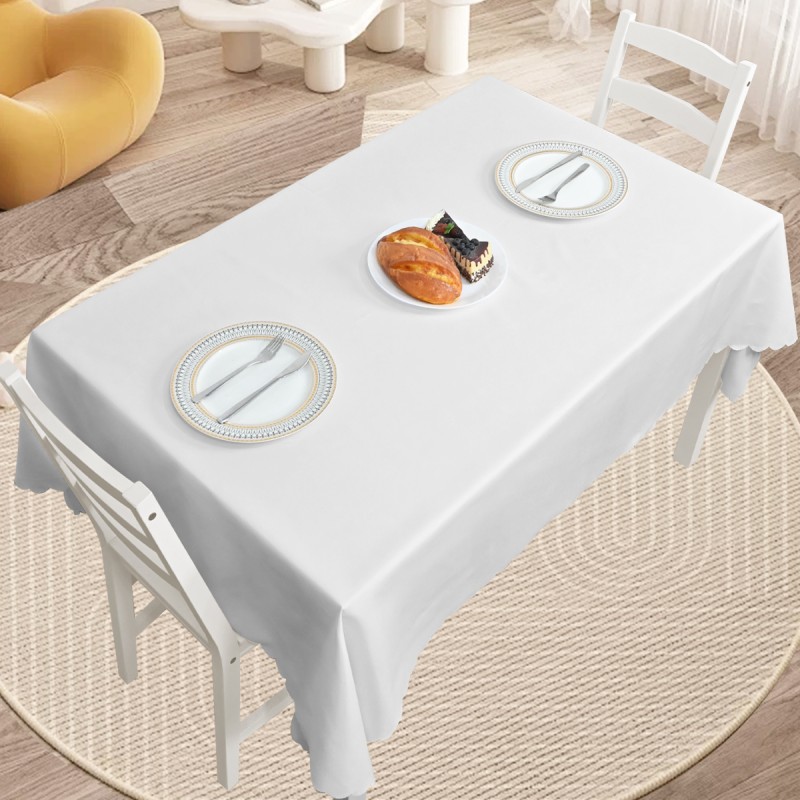 60" x 84" Rectangle Jacquard Tablecloth Plain patterns TableCloth White