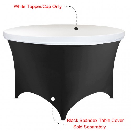 Stretch Spandex 5 ft Round Table Topper/Cap White 