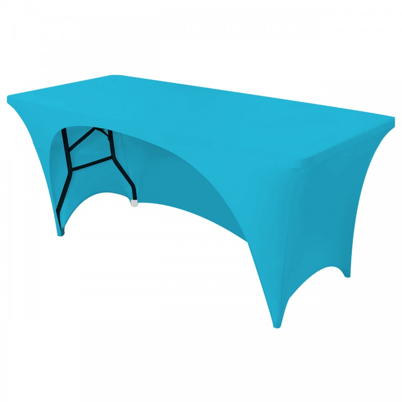 Stretch Spandex 6 ft Open Back Rectangular Table Cover Turquoise 