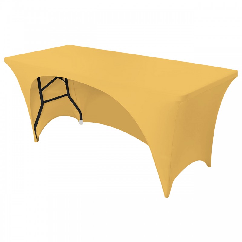 Stretch Spandex 6 ft Open Back Rectangular Table Cover Gold 