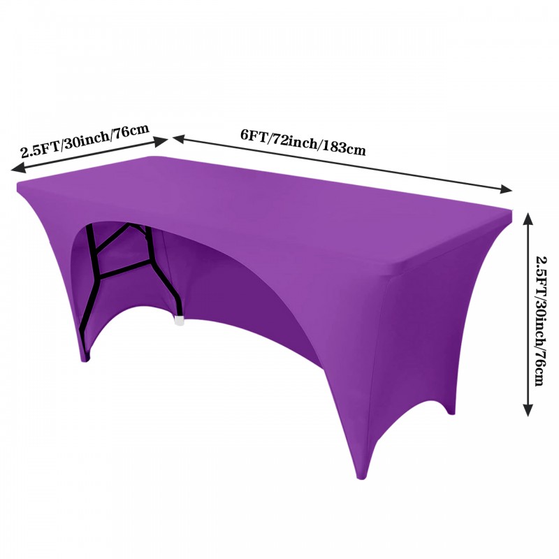 Stretch Spandex 6 ft Open Back Rectangular Table Cover Purple 