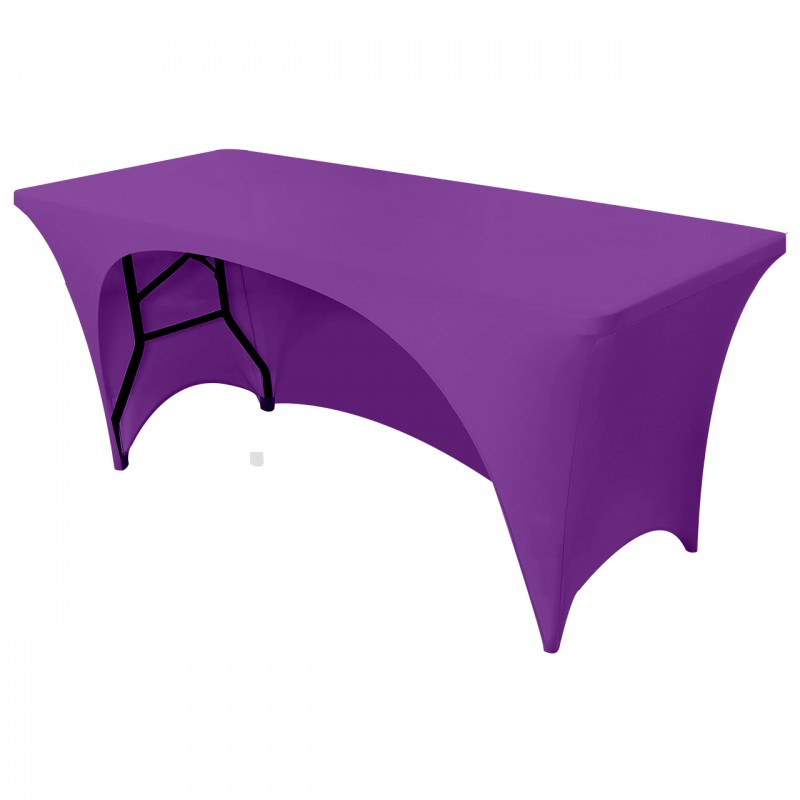 Stretch Spandex 6 ft Open Back Rectangular Table Cover Purple 