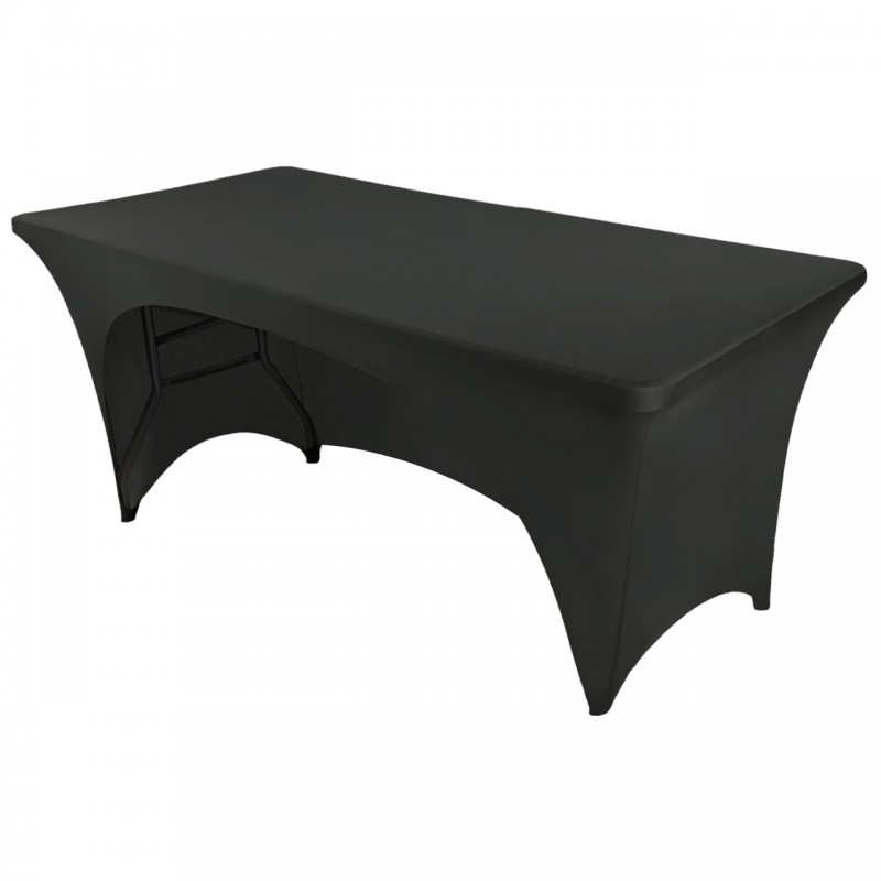 Stretch Spandex 6 ft Open Back Rectangular Table Cover Black 