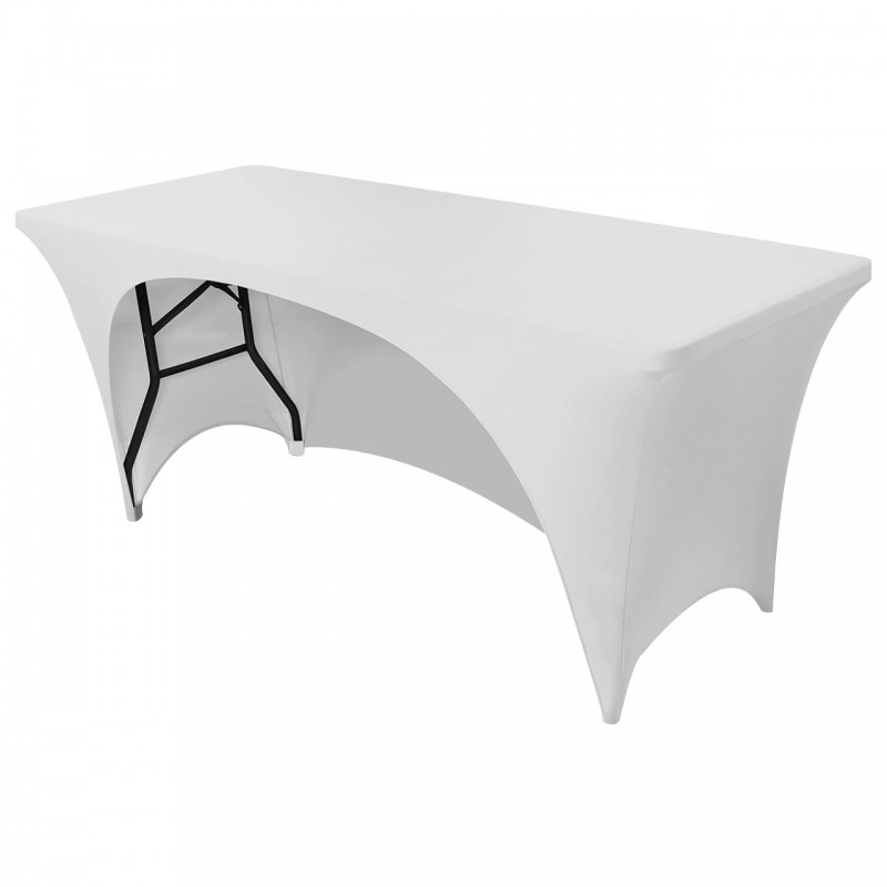 Stretch Spandex 6 ft Open Back Rectangular Table Cover White 