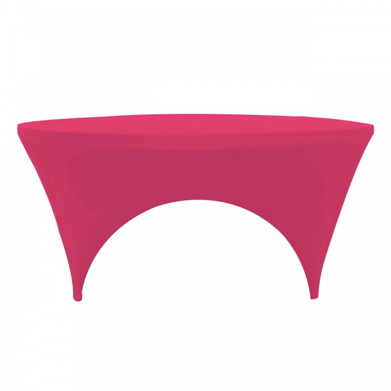 Stretch Spandex 6 ft Round Sides Open Table Cover Fuchsia 