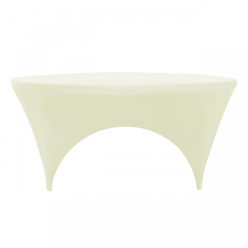 Stretch Spandex 6 ft Round Sides Open Table Cover Ivory 