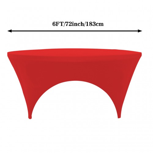 Stretch Spandex 6 ft Round Sides Open Table Cover Red