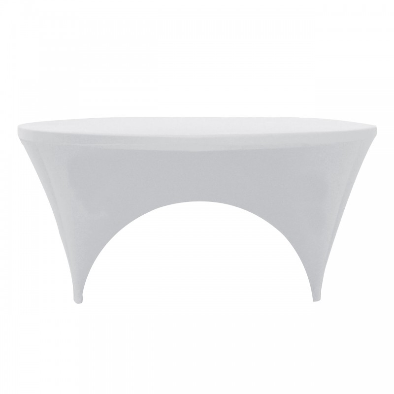 Stretch Spandex 6 ft Round Sides Open Table Cover White 
