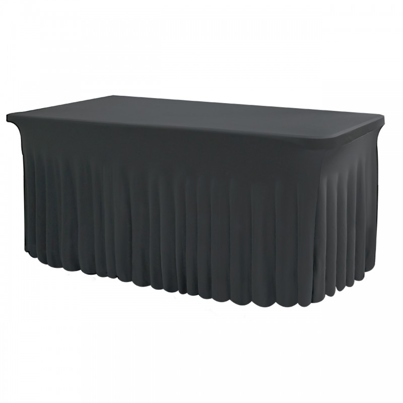 Stretch Spandex 6 ft Rectangular Wavy Draping Table Cover Black 