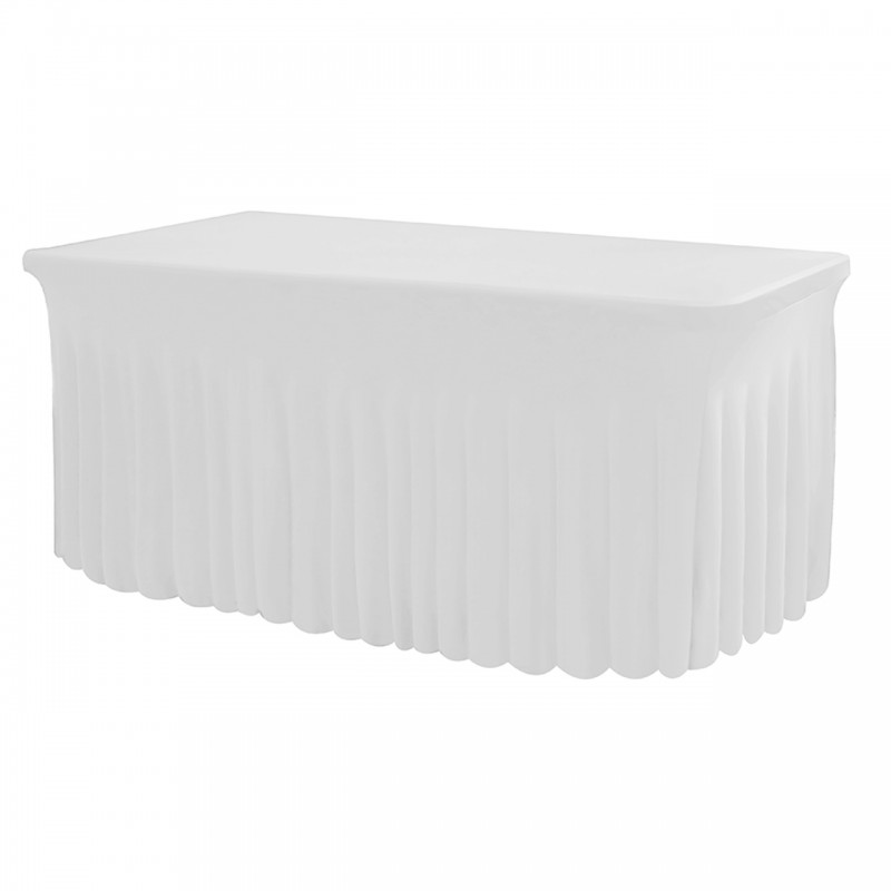 Stretch Spandex 6 ft Rectangular Wavy Draping Table Cover White 
