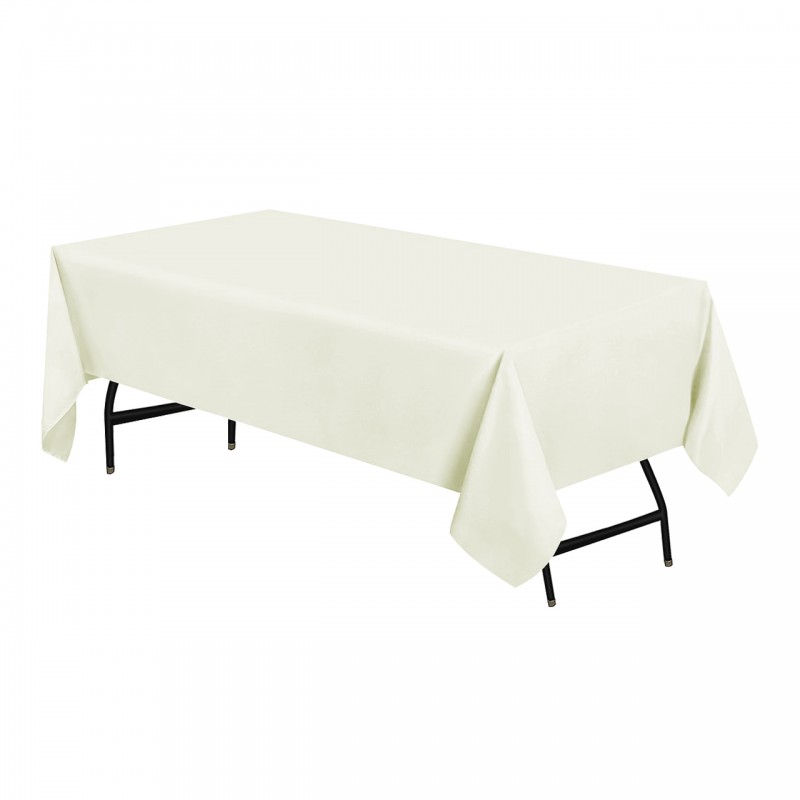 60 x 102 Inch Rectangular Polyester Tablecloth Ivory 