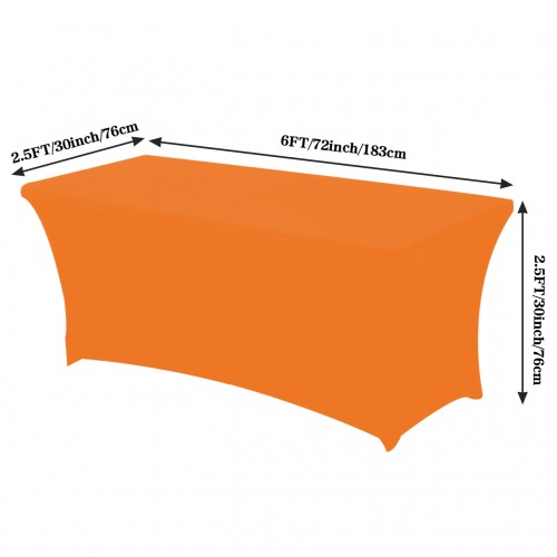Stretch Spandex 6 ft Rectangular Table Cover Orange