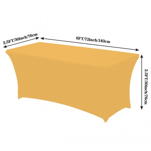 Stretch Spandex 6 ft Rectangular Table Cover Gold