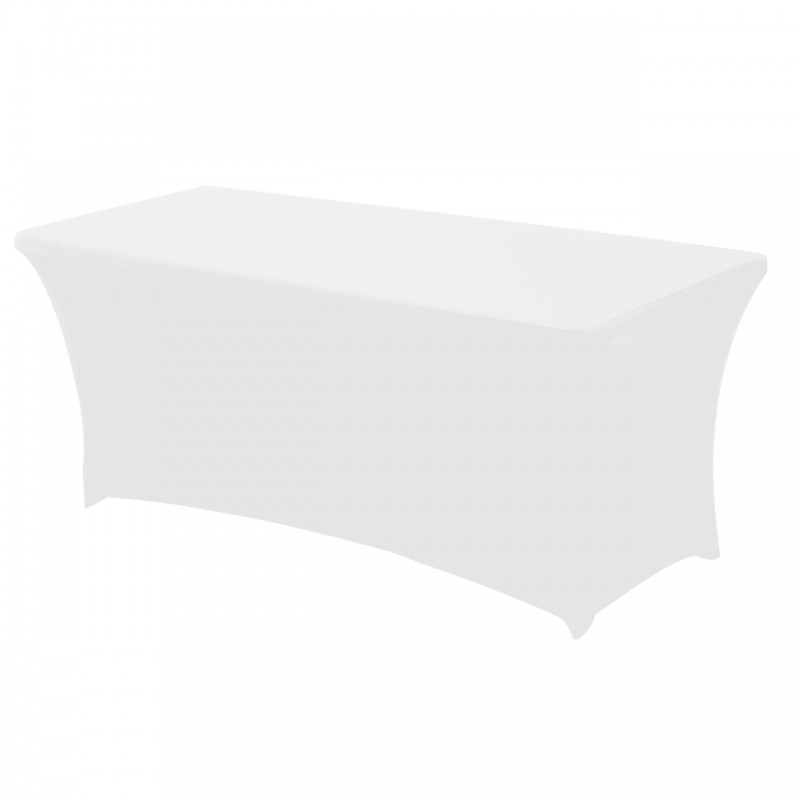 Stretch Spandex 6 ft  Rectangular Table Cover White 