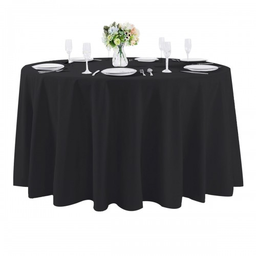 108 Inch Round Polyester Tablecloth Black