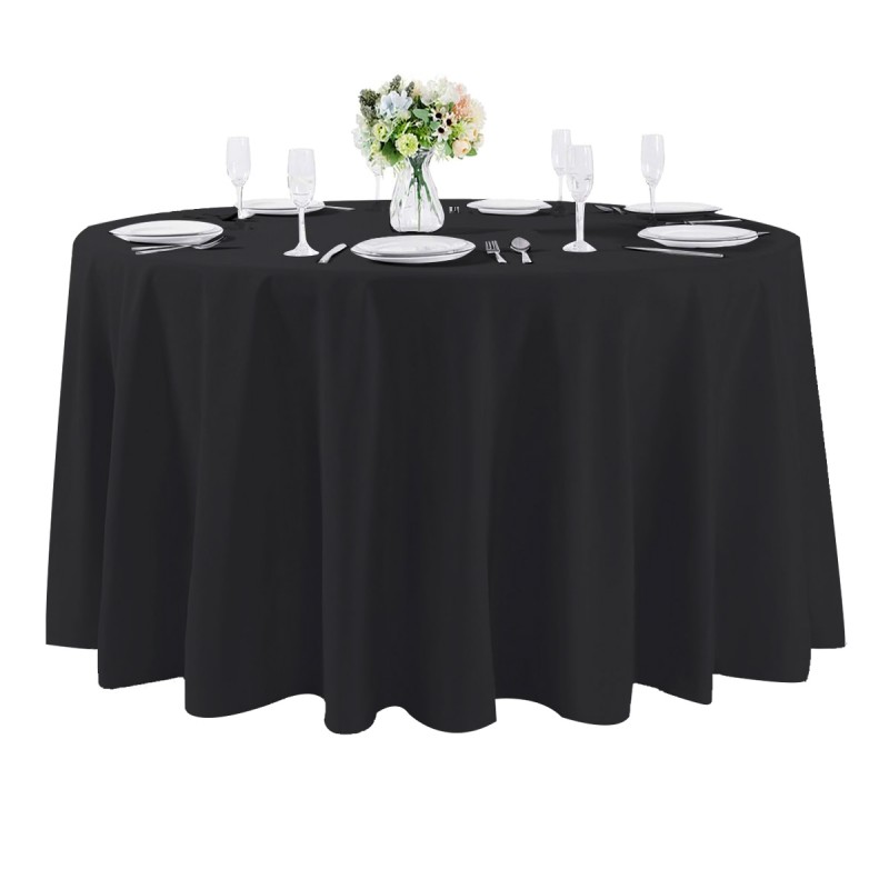 108 Inch Round Polyester Tablecloth Black 