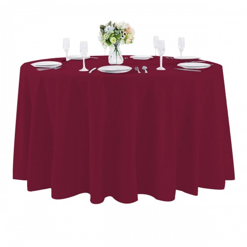 108 Inch Round Polyester Tablecloth Burgundy