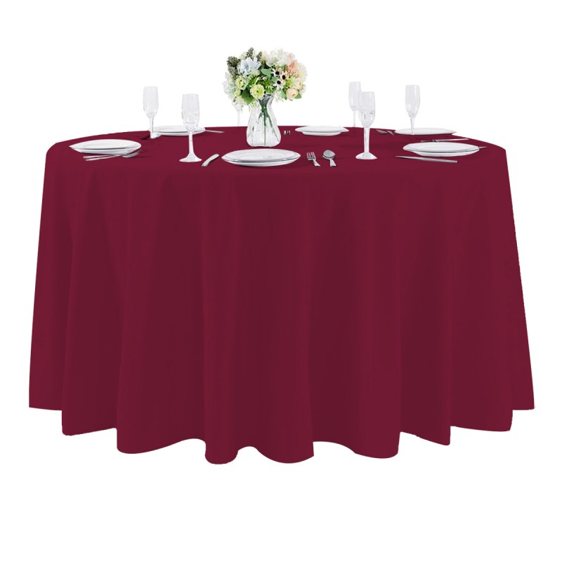 108 Inch Round Polyester Tablecloth Burgundy 