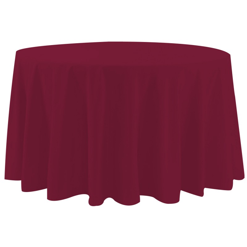 108 Inch Round Polyester Tablecloth Burgundy 