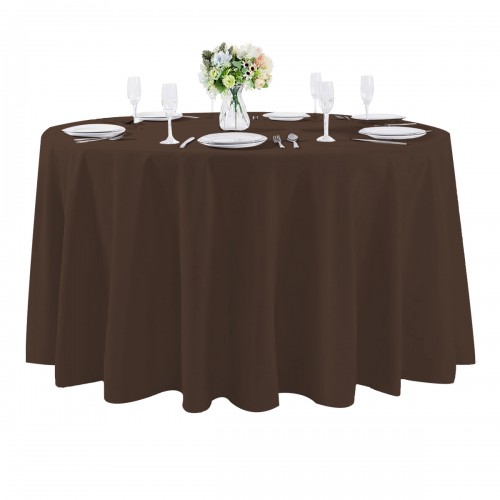 108 Inch Round Polyester Tablecloth Chocolate
