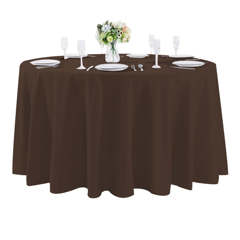 108 Inch Round Polyester Tablecloth Chocolate 