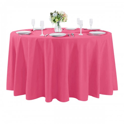 120 Inch Round Polyester Tablecloth Fuchsia