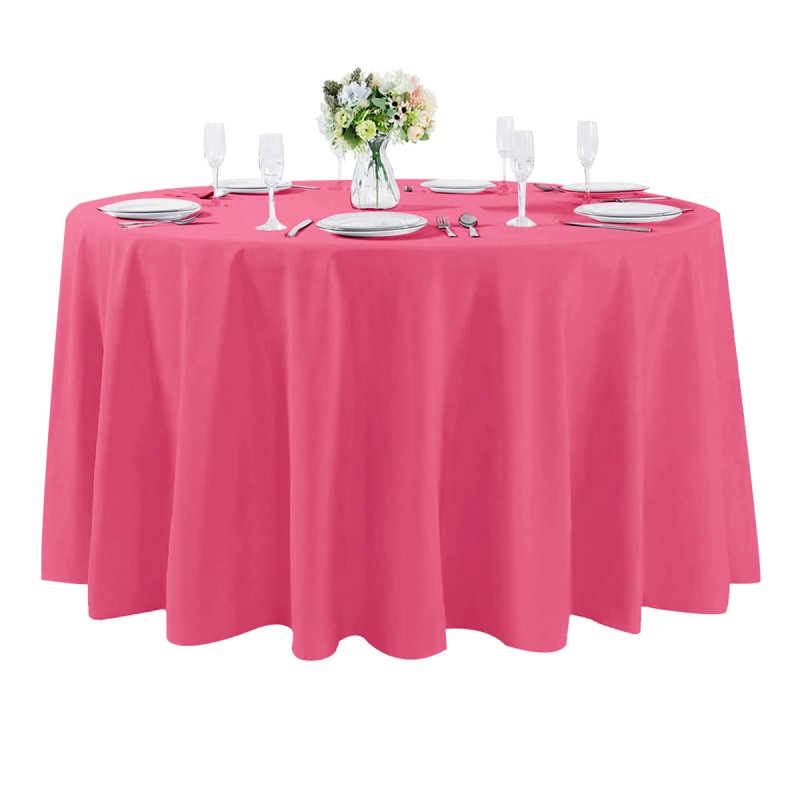 108 Inch Round Polyester Tablecloth Fuchsia 