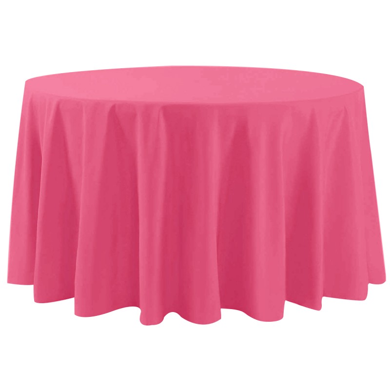 108 Inch Round Polyester Tablecloth Fuchsia 