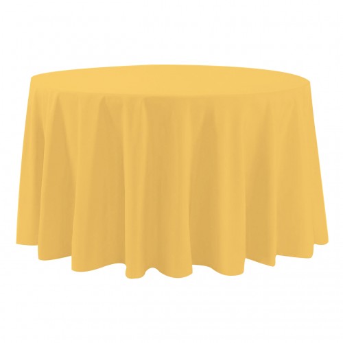 90 Inch Round Polyester Tablecloth Gold