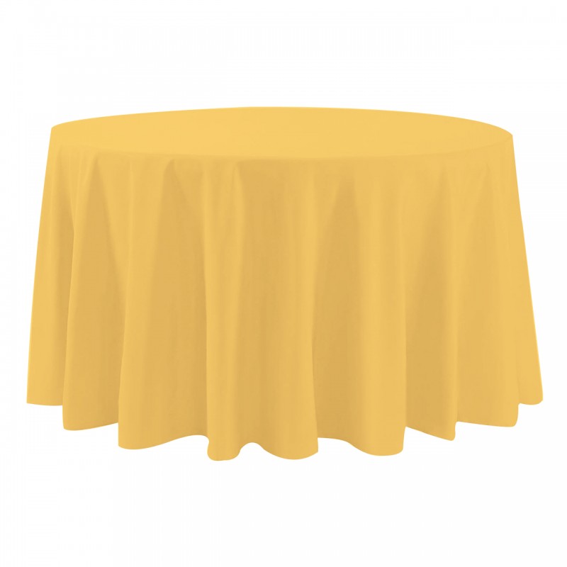 90 Inch Round Polyester Tablecloth Gold 