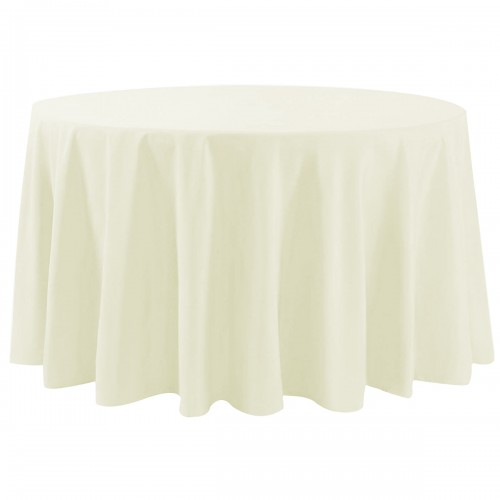 108 Inch Round Polyester Tablecloth Ivory 