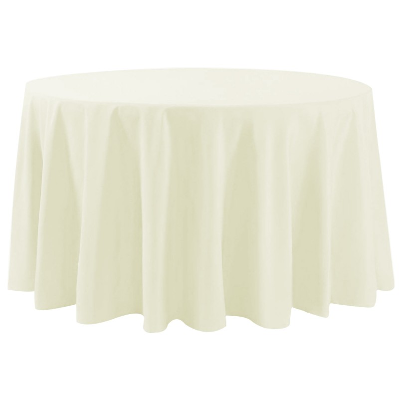 108 Inch Round Polyester Tablecloth Ivory 