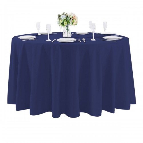 108 Inch Round Polyester Tablecloth Navy Blue