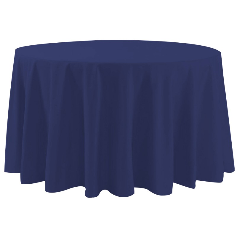 108 Inch Round Polyester Tablecloth Navy Blue 