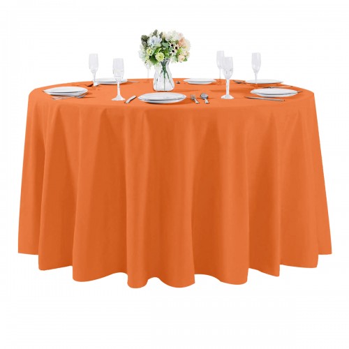 108 Inch Round Polyester Tablecloth Orange
